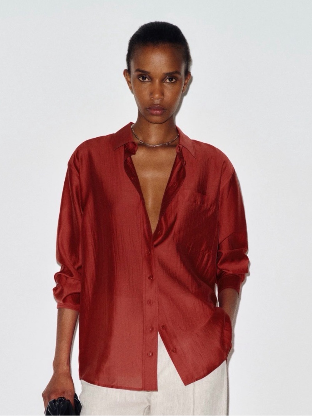 Reformation Eli oversized shirt in red
